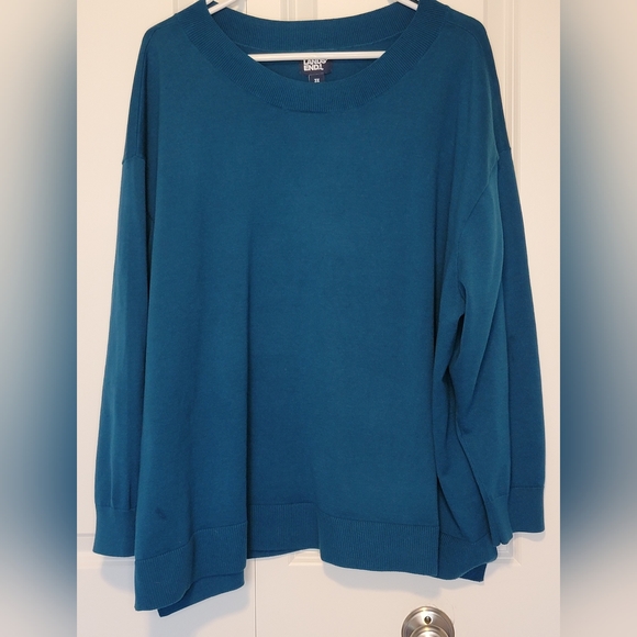 Lands' End Women's Plus Size Scoop Neck Sweater in Midnight Blue - 3X - Picture 3 of 10